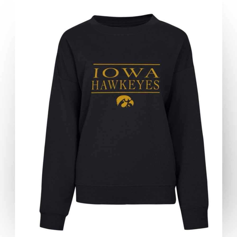NCAA Iowa Hawkeyes Long Sleeve Pull Over Black Sweatshirt Sz Small New With Tags